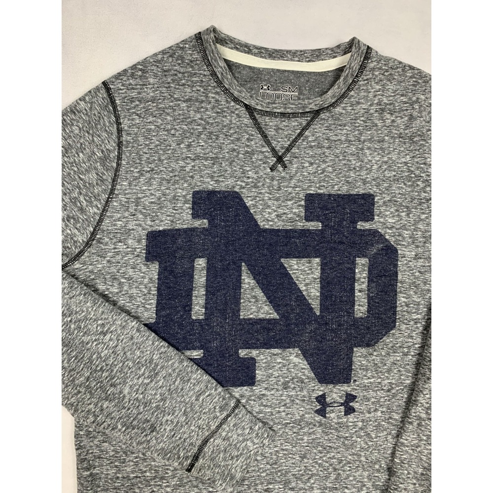 Under Armour Notre Dame Sweatshirt Mens S Gray Crewneck Loose‎ Pullover